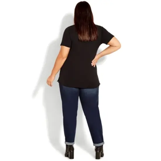 Women's Plus Size Girlfriend Rip Jean Dark Wash - tall | AVENUE image {2}
