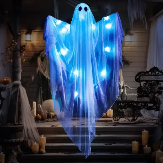 Joyfy Halloween Hanging Ghost Outdoor Decoration, 47&rdquo; LED Light Hanging Ghost Halloween Hanging Decoration for Indoor Outdoor Party Decor image {9}