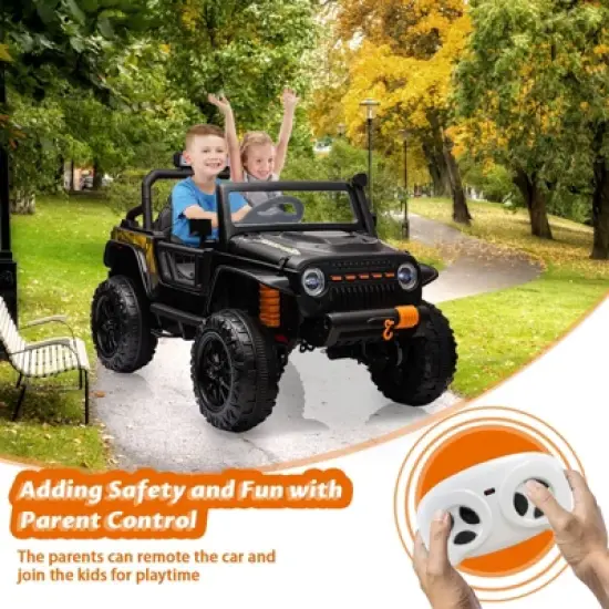 Acekool 24V Ride-On Truck Car with Remote Control, 4x60W Motors, 4-Wheel Suspension, LED Lights, Music, Safety Belt, 3 Speeds image {3}