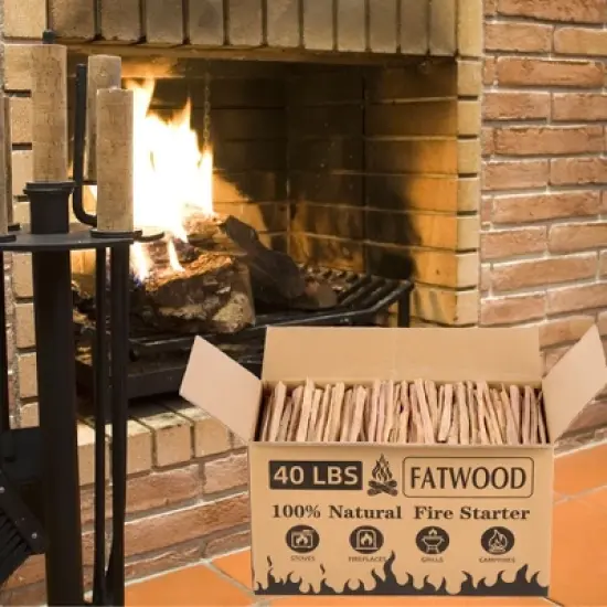 HANPURE 40 Lbs Fatwood Fire Starter Sticks, 100% Natural Kindling wood, Pine Firewood Firestarter for Campfire, Stove, Fireplace, Bonfires, Grill image {7}