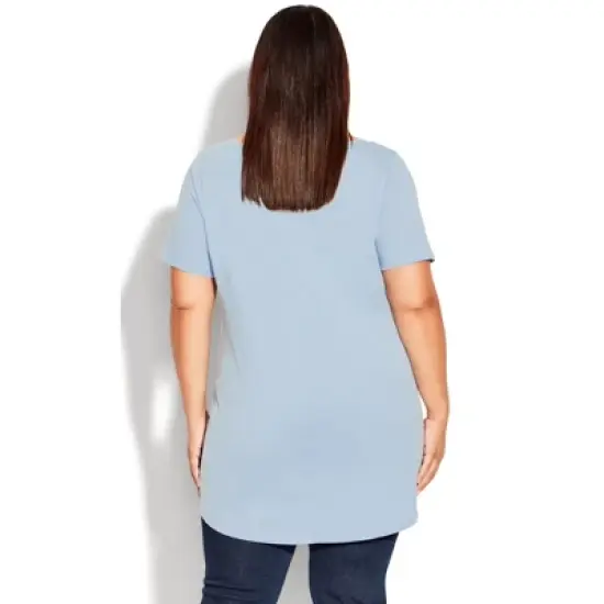 Women's Plus Size Swing Trim T-Shirt  - Chambray Blue | AVENUE image {1}