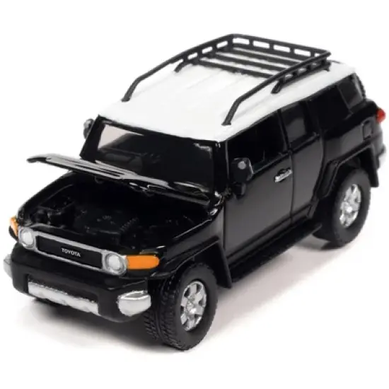 2007 Toyota FJ Cruiser Black Diamond with White Top and Roofrack Limited Edition 1/64 Diecast Model Car by Johnny Lightning image {2}