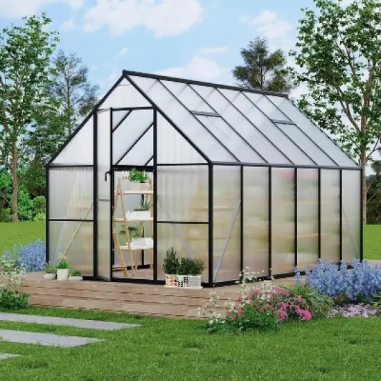 Aluminum-Framed Greenhouse, Heavy Duty Polycarbonate Greenhouse with Quick Setup Structure and Roof Vent, Enhanced Aluminum GreenhouseKit for Outdoor image {10}