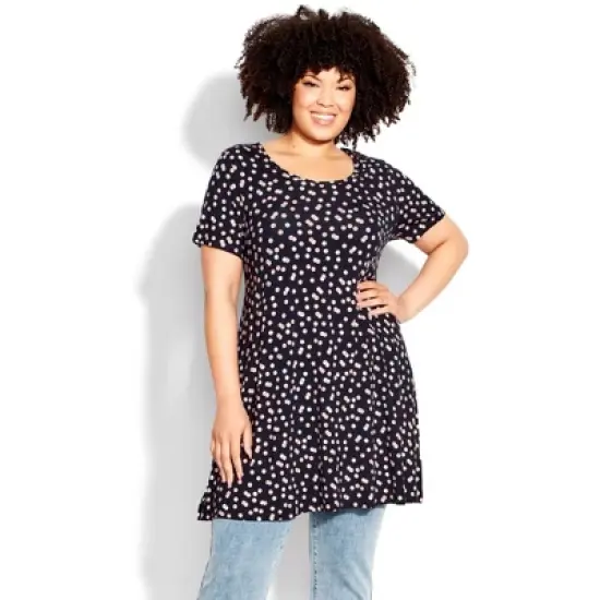 Women's Plus Size Love Swing Print Tunic - navy spot | EVANS image {5}
