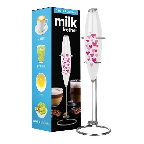 PowerLix Milk Frother Handheld Battery Operated Electric Whisk Foam Maker For Coffee With Stainless Steel Stand Included image {15}