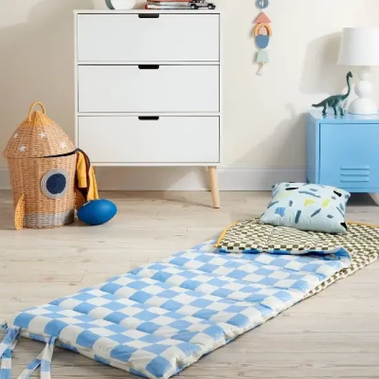Blue Checkered Kids' Sleeping Bag - Pillowfort&trade; image {1}