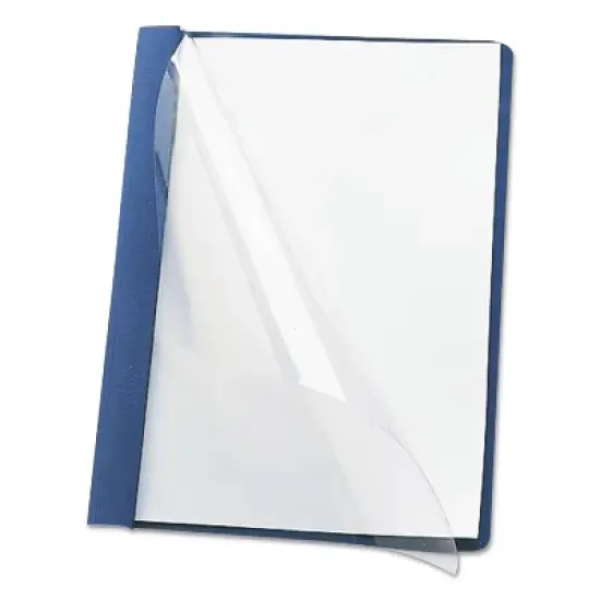 Smead Poly Report Cover Tang Clip Letter 1/2" Capacity Clear/Blue 25/Box 87452 image {2}