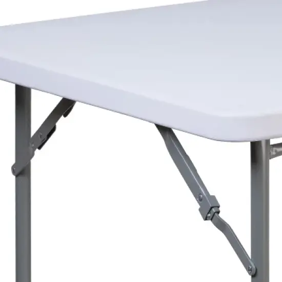 Emma and Oliver 2.81-Foot Square Granite White Plastic Folding Table - Card Table/Game Table image {3}