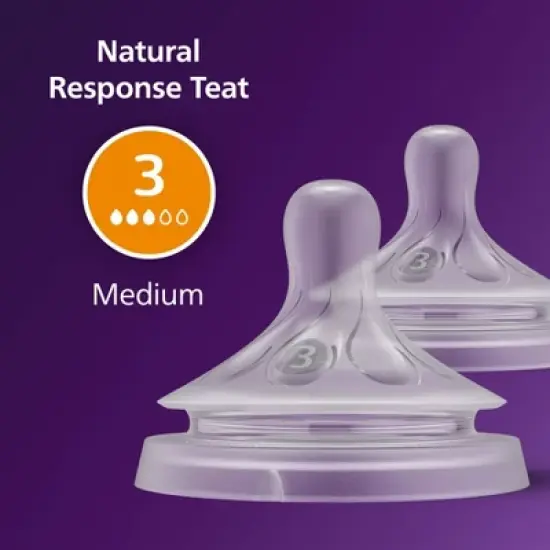 Philips Avent Natural Response Nipples - Medium Flow - Flow 3 - 2pk image {3}