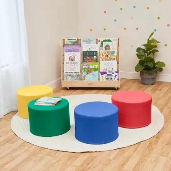 ECR4Kids SoftZone Round Foam Ottoman, Flexible Seating, 12in Seat Height, 4-Piece image {6}