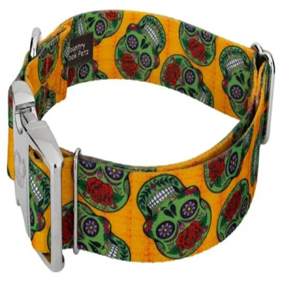 Country Brook Petz 1 1/2 Inch Premium Sugar Skulls Dog Collar image {1}