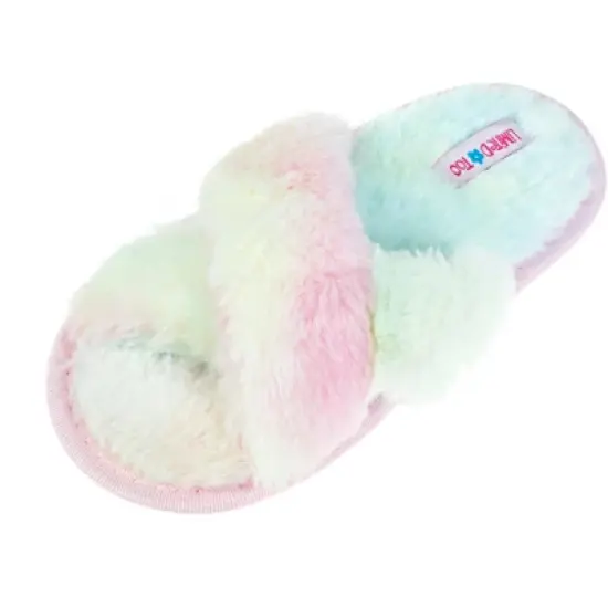 Limited Too Girl's Fuzzy Cross Band House Slide Slippers image {6}