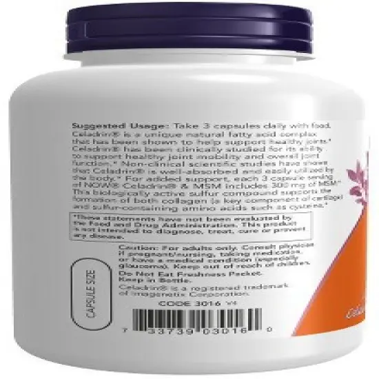 Celadrin & MSM 500 mg by Now Foods  -  120 Capsule image {2}