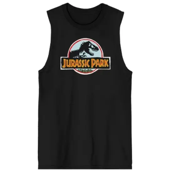 Jurassic Park Logo Crew Neck Sleeveless Black Men's Tank Top image {3}