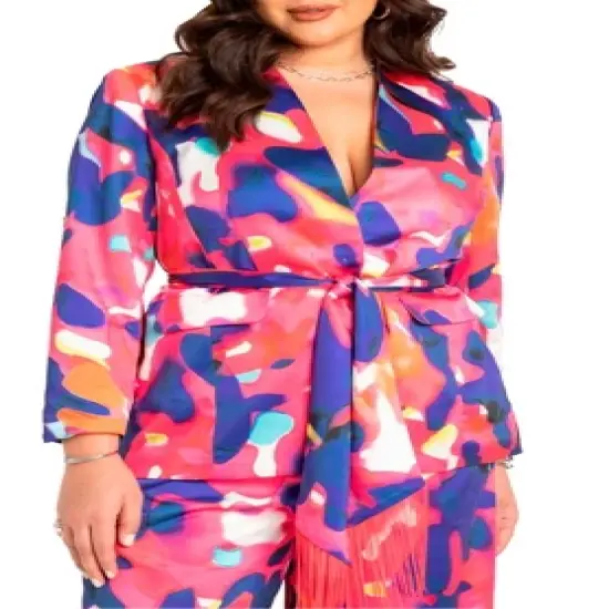 ELOQUII Women&rsquo;s Plus Size Printed Blazer image {1}