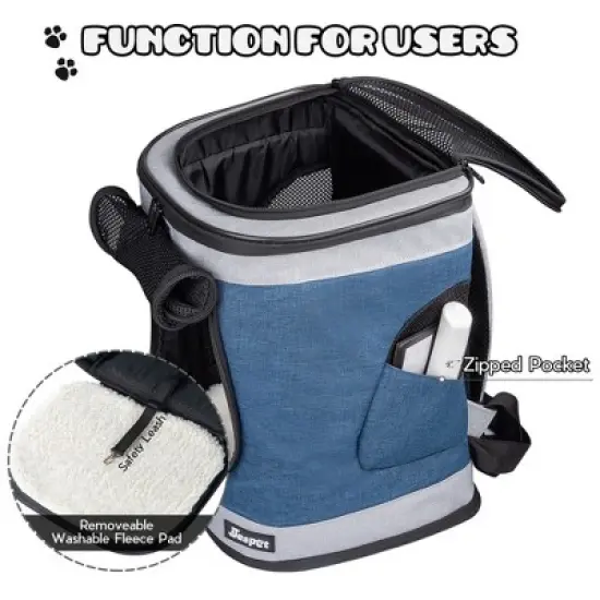 JESPET & GOOPAWS: Pet Soft Backpack Carrier - Blue Grey - 13", Small Dogs & Cats image {6}