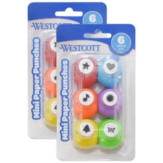 Westcott&reg; Mini Paper Punches, 6 Per Set, 2 Sets image {7}