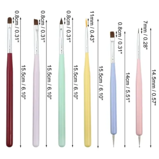 Unique Bargains Nail Art Brushes Set Extension Gel Nail Art Design Pen Set Painting Tools for Acrylic Application 6 Pcs image {3}