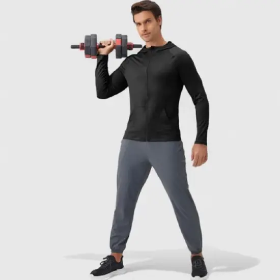 Anna-Kaci Active Men's Fitted Full-Zip Hooded Jacket with Front Pockets and Long Sleeves image {4}