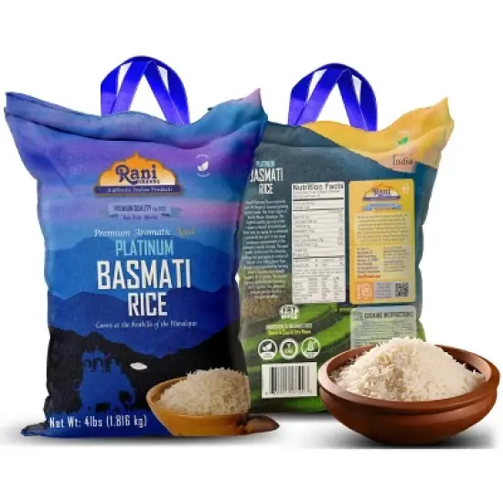 Platinum White Basmati Rice Extra Long  - 64oz (4lbs) Cloth Bag - Rani Brand Authentic Indian Products image {4}