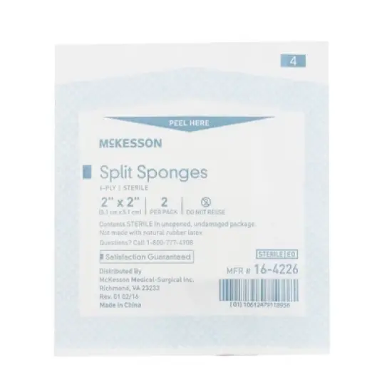 McKesson 6-Ply Split Sponges I.V. / Drain Dressing Sterile 2 x 2" image {2}