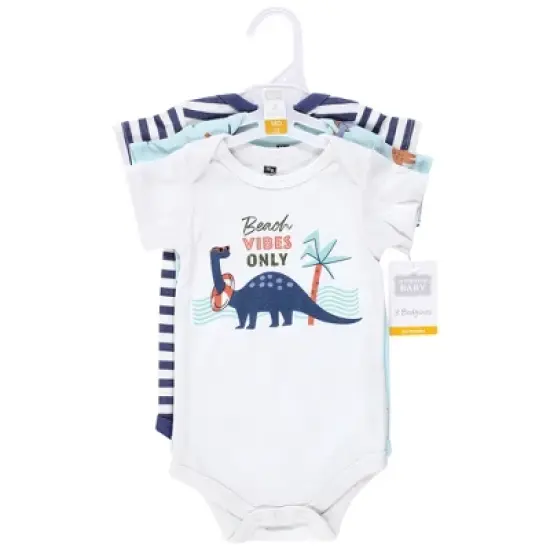 Hudson Baby Unisex Baby Cotton Bodysuits, Beach Dino image {1}