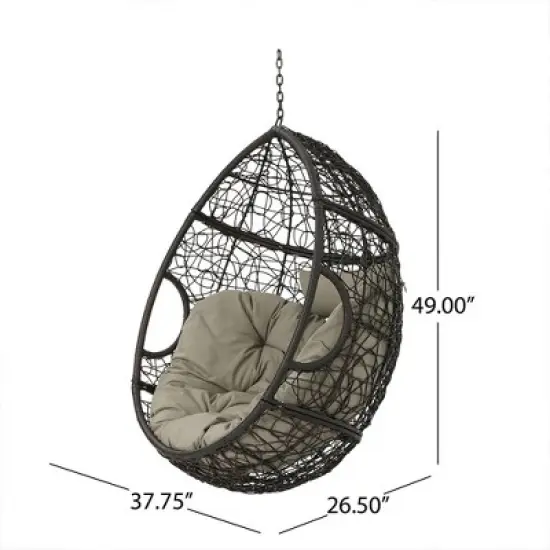 Hanging Egg Chair, Indoor Outdoor Patio Wicker Swing Egg Basket Chairs With Cushion, Rattan Wicker Hammock Chairs image {4}