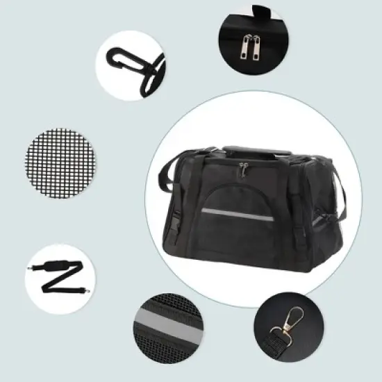 Unique Bargains Dog Carrier Cat Carrier Black 1 Pc image {1}