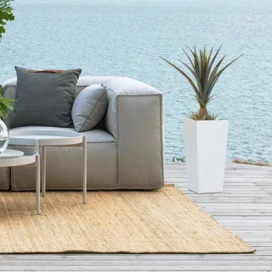 LuxenHome Square Tapered 18.5" H House Planters, Indoor & Outdoor White image {5}