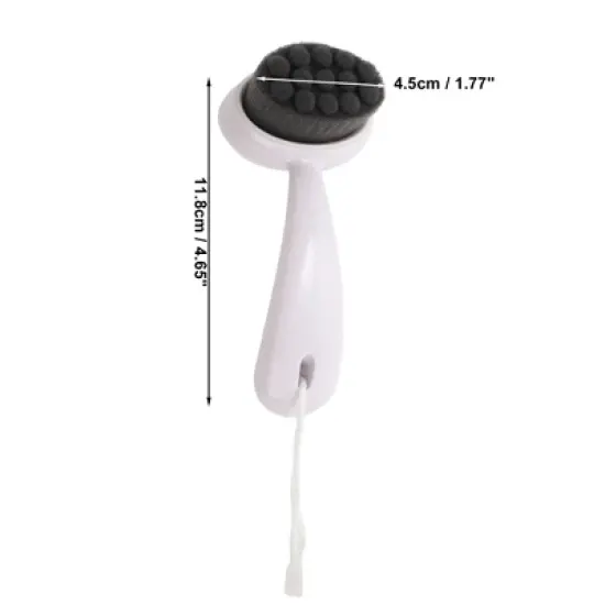 Unique Bargains Soft ABS Nylon Wool Cleansing Brush with Curved Handle White Black 1 Pc image {3}