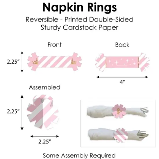 Big Dot of Happiness Little Princess Crown - Baby Shower or Birthday Party Paper Charger and Table Decorations - Chargerific Kit - Place Setting for 8 image {5}