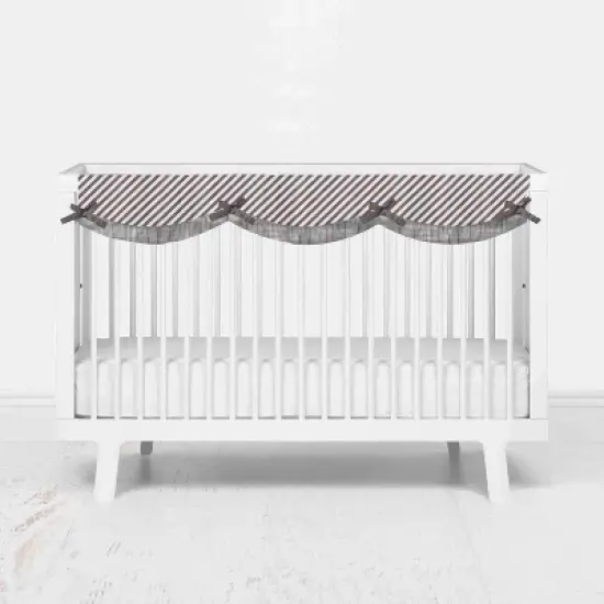 Bacati - Love Gray/Silver Stripes Long Side Crib Rail Guard Cover image {2}