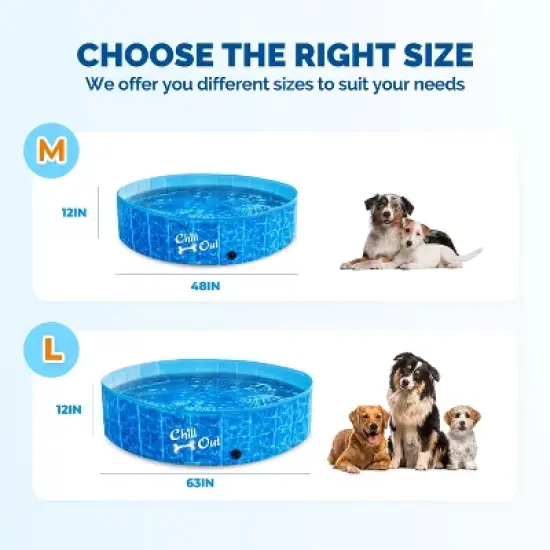 Allforpaws Foldable Dog Pool, Dog Swimming Pool for Outdoor Summer , Blue image {8}
