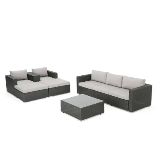 Santa Rosa 8pc Wicker Chat Set - Gray - Christopher Knight Home image {1}