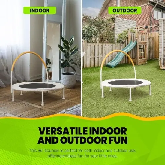 HomeStock 36 inch Indoor and Outdoor Toddler Trampoline with bungie cords, Powder Coated Rust Resistant, Perfect for Young Children image {6}