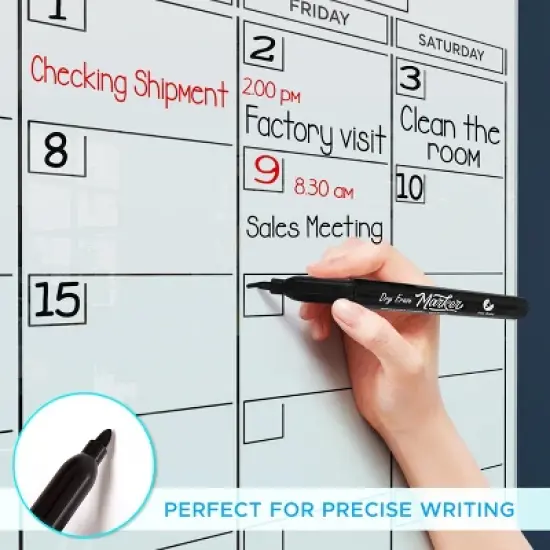 SCRIBBLEDO Magnetic Glass Wall Calendar 18"x24" Monthly Dry Erase Planner with Marker Tray image {2}