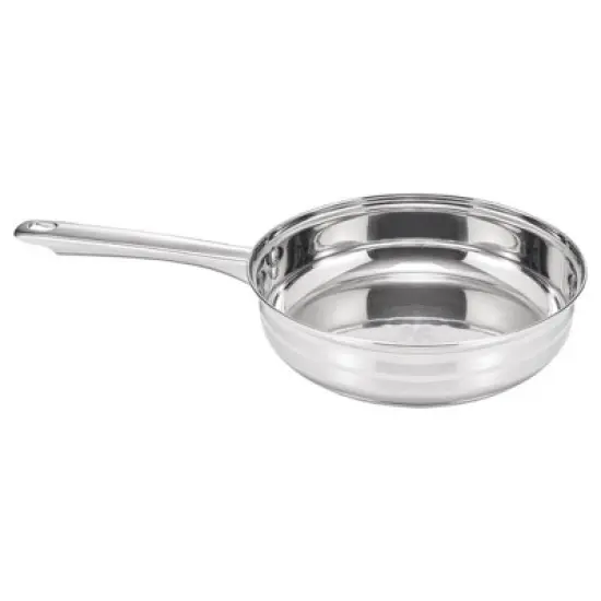 Lexi Home 2.4 Quart Matte Stainless Steel Frying Pan with Polished Stripes image {3}