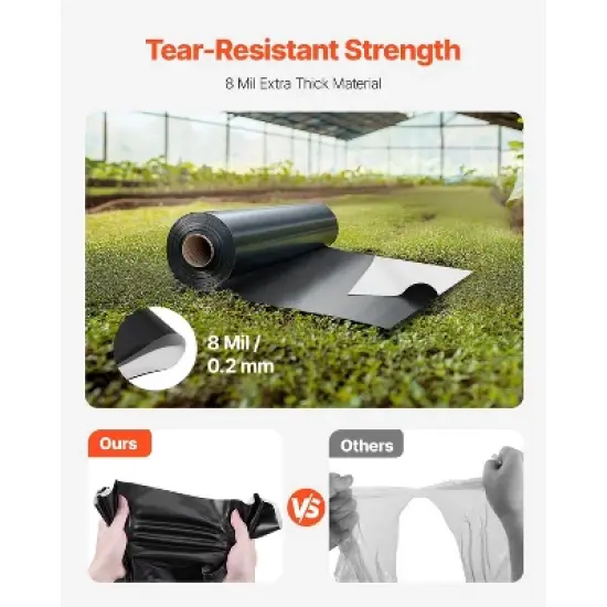 VEVOR 10 Mil Plastic Sheeting Heavy Duty 10' x 100', Thick Plastic Sheeting Roll, Plastic Drop Cloth Painters Tarp Covering image {2}