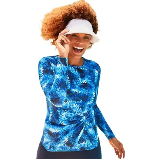 Swimsuits for All Women&rsquo;s Plus Size Long Sleeve Twist Front Tee image {1}