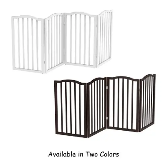 Indoor Pet Gate - 4-Panel Folding Dog Gate for Stairs or Doorways - 73.5x32-Inch Tall Freestanding Pet Fence for Cats and Dogs by PETMAKER (Brown) image {5}