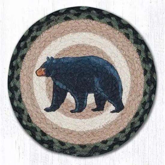 Earth Rugs Mama Bear Printed Round Trivet &ndash; 10"x10" Braided Jute Rustic Table Mat with Wildlife Motherhood Design image {3}