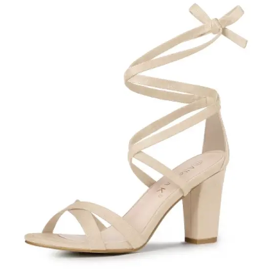 Allegra K Women's Lace Up High Block Heeled Sandals image {7}