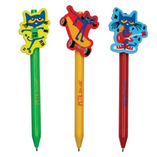 Pete the Cat Theme Pen Pals (3 Pack) - Retractable Pens, Fun Designs, Black Ink image {3}