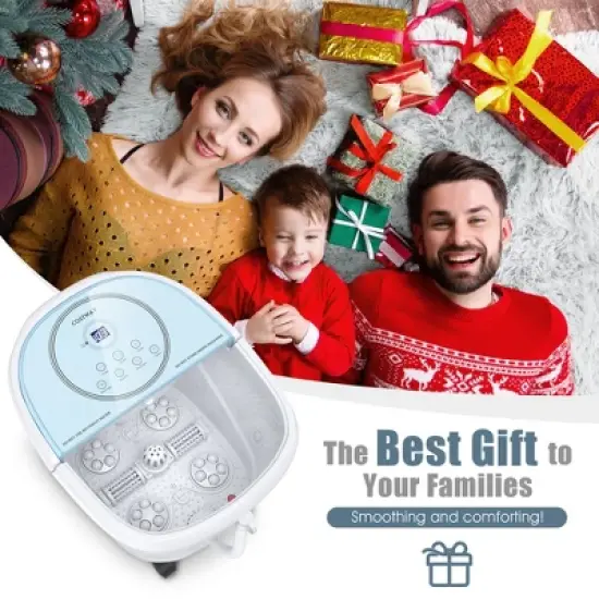 Costway Foot Spa Bath Massager w/ 2-Angle Shower & Motorized Rollers image {5}