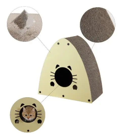 THE LICKER STORE Koko Modern Cardboard Triangle Cat Cave Scratcher with Catnip image {4}