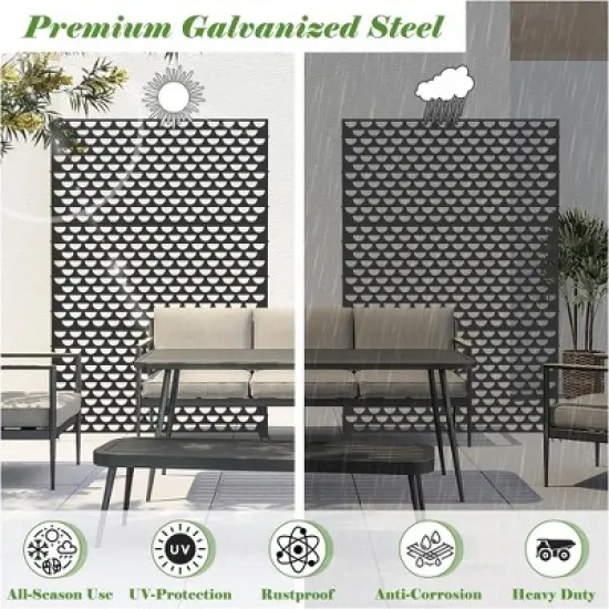 CLIHOME Outdoor Semi-Circular Shape Metal Decorative Screens,Freestanding Outdoor Indoor Privacy Screen image {2}