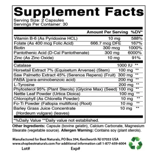 Best Naturals Anti-gray Hair formula 60 capsules image {1}