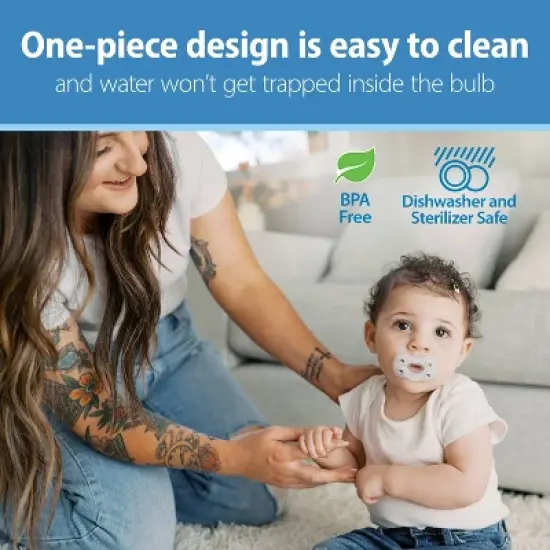 Dr. Brown's Advantage One-Piece Lightweight Silicone Pacifier Stage One, with one Glow-in-the-Dark Pacifier - 3pk image {7}