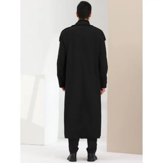 Lars Amadeus Men's Winter Notch Lapel Double Breasted Solid Color Long Overcoat image {4}