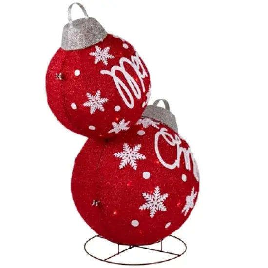 Northlight Lighted Stacked Ornament Balls Outdoor Christmas Decoration - 35" - Warm White LED image {3}